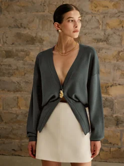 Golden Button Plain Cardigan