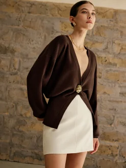 Golden Button Plain Cardigan