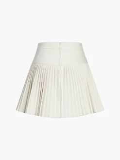 Golden Button Pleated Mini Skirt