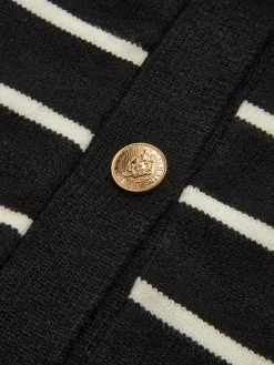 Golden Button Striped Cozy Cardigan