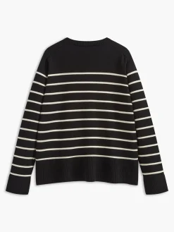 Golden Button Striped Cozy Cardigan