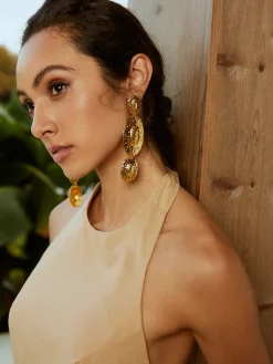 Golden Cascade Textured Earrings