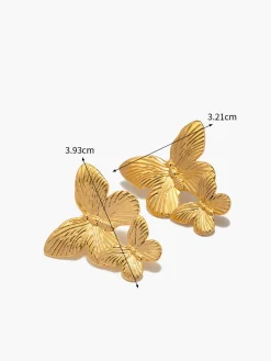 Golden Double Butterfly Earrings