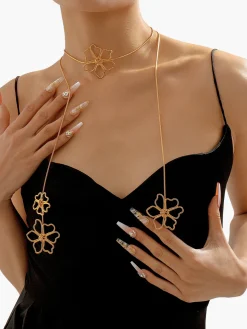 Golden Floral Drop Necklace