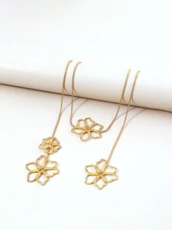 Golden Floral Drop Necklace