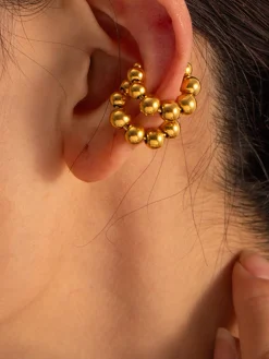 Golden Hoop Beaded Ear Cuff