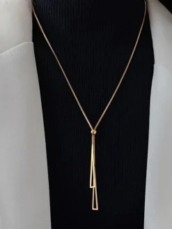 Golden Lariat Tassel Necklace