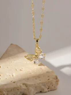 Golden Radiance Butterfly Necklace