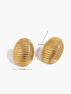 Golden Ribbed Half-Hoop Earrings