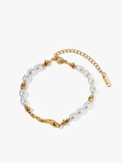 Golden Ripple Pearl Bracelet