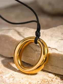 Golden Round Pendant Necklace