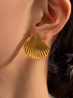 Golden Shell Stud Earrings