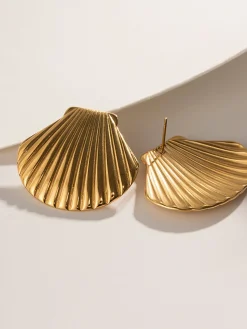 Golden Shell Stud Earrings