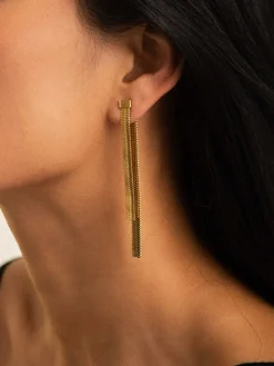Golden Snake Chain Tassel Earrings