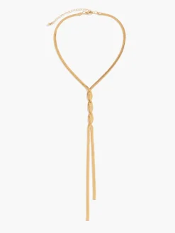 Golden Snake Chain Twist Tassel Necklace