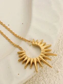 Golden Sunburst Pendant Necklace