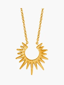 Golden Sunburst Pendant Necklace