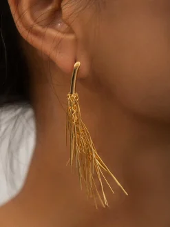 Golden Tassel Stud Earrings