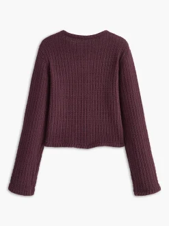 Golden-Button Textured Cardigan
