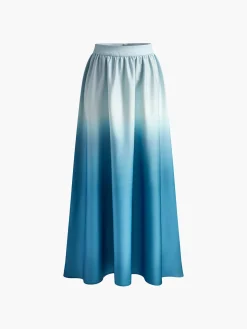 Gradient Lace Up Tube Long Skirt Set