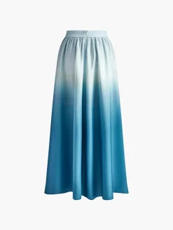 Gradient Lace Up Tube Long Skirt Set