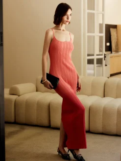 Gradient Split Cami Sweater Long Dress