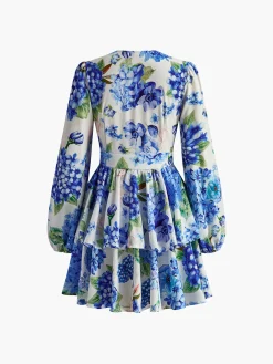 Grape Printed Ruffle Corset Dress