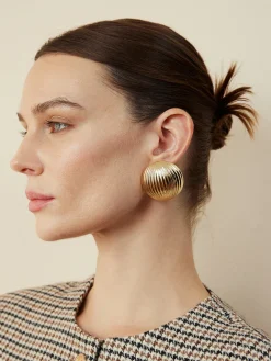 Half-Ball Ripple Stud Earrings