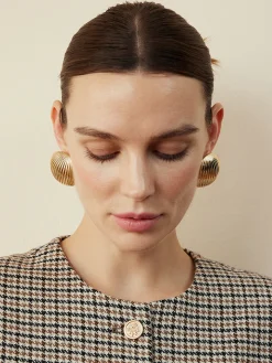 Half-Ball Ripple Stud Earrings