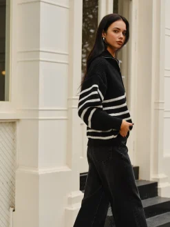Half-Zip Striped Sweater