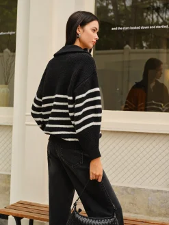 Half-Zip Striped Sweater