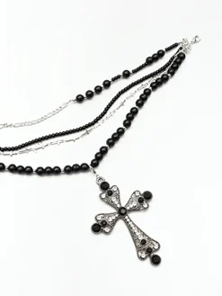 Halloween Stacking Rhinestone Cross Charm Necklace