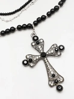Halloween Stacking Rhinestone Cross Charm Necklace