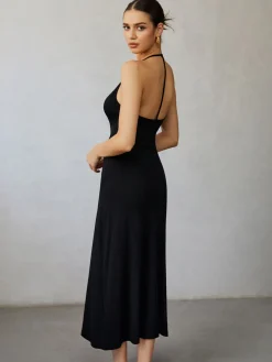 Halter Backless Midi Dress
