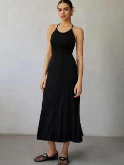 Halter Backless Midi Dress