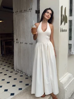 Halter Backless Pockets Dress