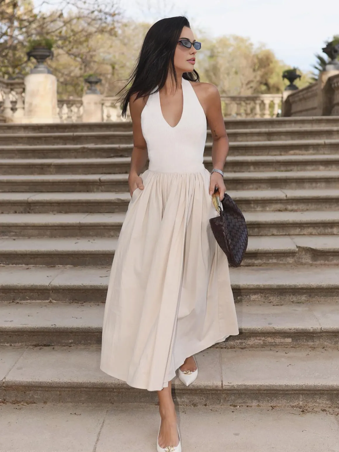 Halter Backless Pockets Dress