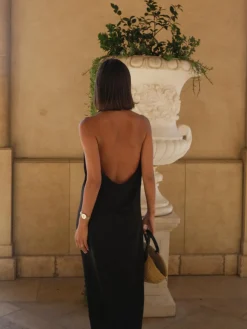 Halter Backless Satin Long Dress