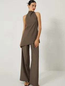 Halter Backless Top With Long Pants Set
