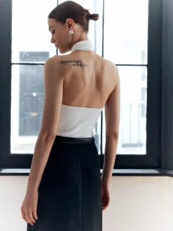 Halter Criss Cross Backless Knit Top
