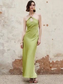 Halter Keyhole Neckline Backless Long Dress
