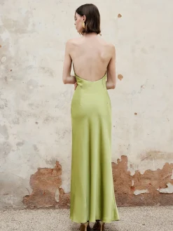 Halter Keyhole Neckline Backless Long Dress