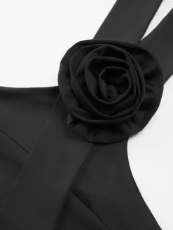 Halter Open Back Rosette Tank Top