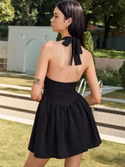 Halter Panel Corset Short Dress