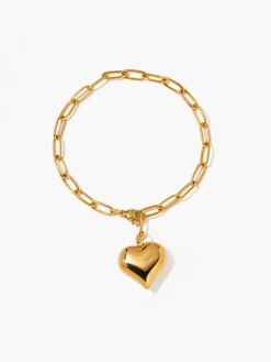 Heart Pendant Chain Link Bracelet