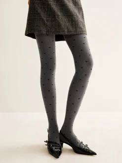 Heart Print Velvet Tights