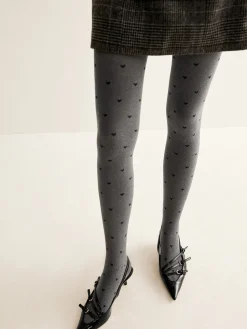 Heart Print Velvet Tights
