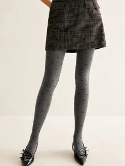 Heart Print Velvet Tights