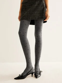 Heart Print Velvet Tights