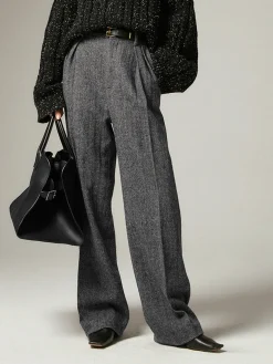 Herringbone Pockets Wide Leg Dress Pants